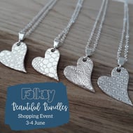 Beautiful Bundle - 4 Whimsical Heart Silver Necklaces