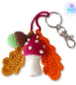 Red toadstool, acorn and oak leaves crochet bag charm. Toadstool keyring - Image 10