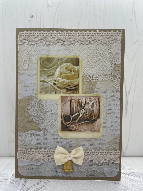 Sewing - Faded Sewing Photo Greeting Card by Carolee Crafts PB12 - 0016