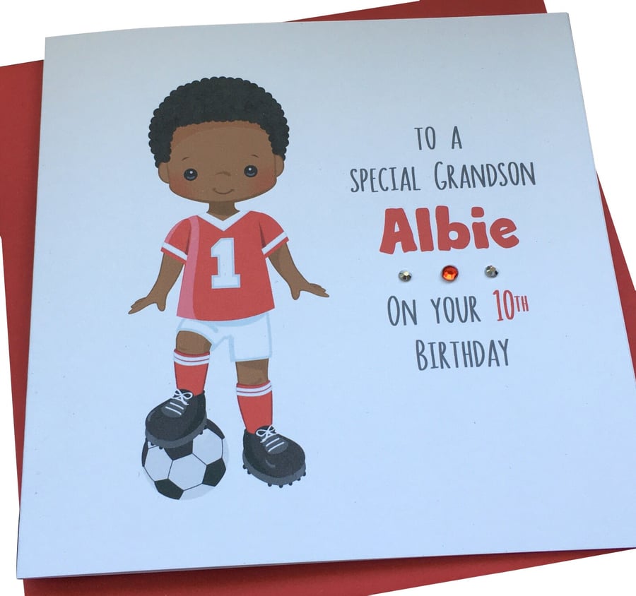 Personalised Handmade Footballer Birthday Card Black African American 3rd 4th 5t