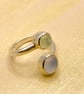 Unique Chalcedony and Prehnite Silver Ring Handmade  - Image 5