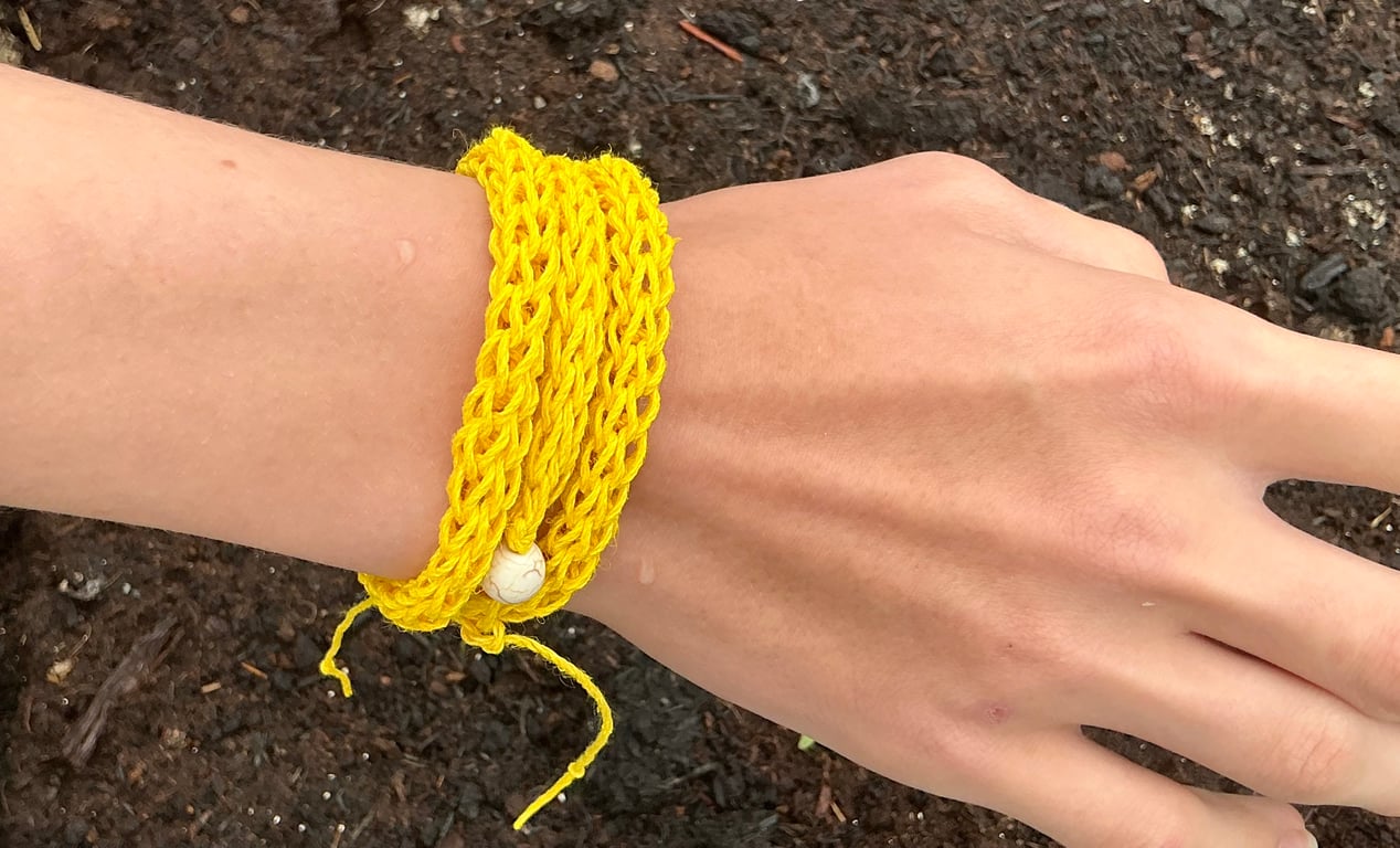 Hemp Bracelet. Beach Jewellery. Yellow Wrap Bracelet. Natural Hemp Jewellery. 