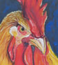 Chicken Painting,  original one of a kind painting in Folk Art style 