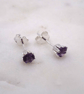 African Amethyst Facet 4mm Gemstone 6 Prong Facet Sterling Silver Stud Earrings. - Image 2