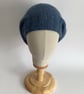 SLOUCH BEANIE hat .'Elodie' .Luxury alpaca, merino wool blend . Denim blue.  - Image 2