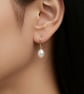 6mm White Oval Freshwater Pearl Gold Plated Sterling Silver Drop Earrings - Image 1