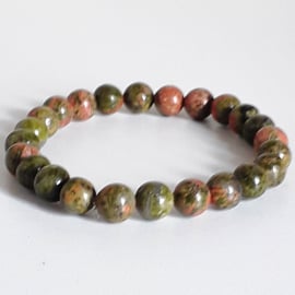 Unakite Gemstone Beaded Stretch Bracelet Unisex