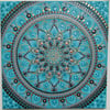 Teal and gold hand painted mandala canvas