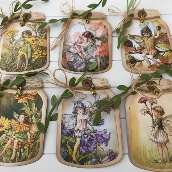 Set 6 Vintage fairy in a jar shaped journal cards tags toppers memories magical 
