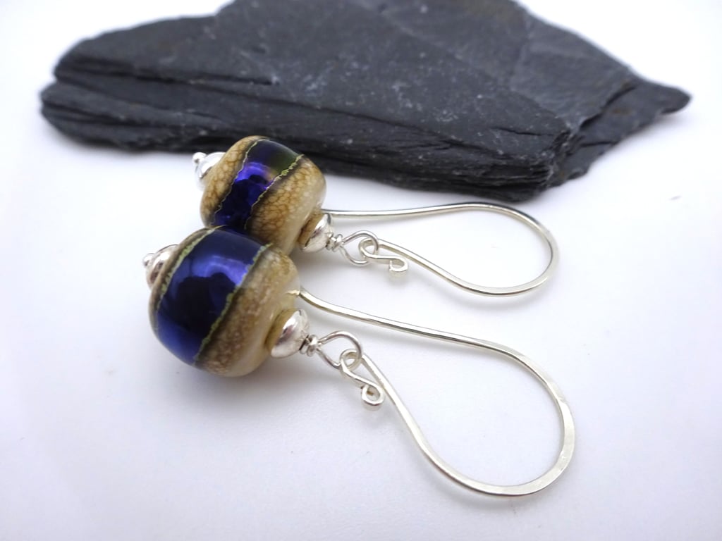 blue metallic sands earrings