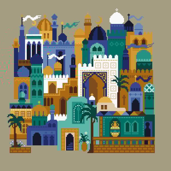 172 -  Cross Stitch Styles of the world Arabian Nights Abstract Eastern building