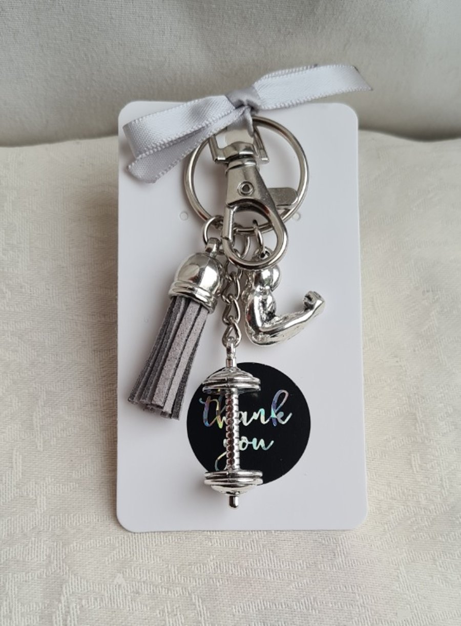 Stay Strong Fitness Themed Key Ring - Bag Charm - Key Chain
