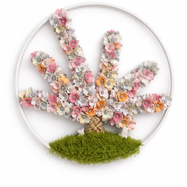  Large Handmade Blossom Tree Hoop 26cm, Over 300 Flowers,Woodland Nursery Decor.