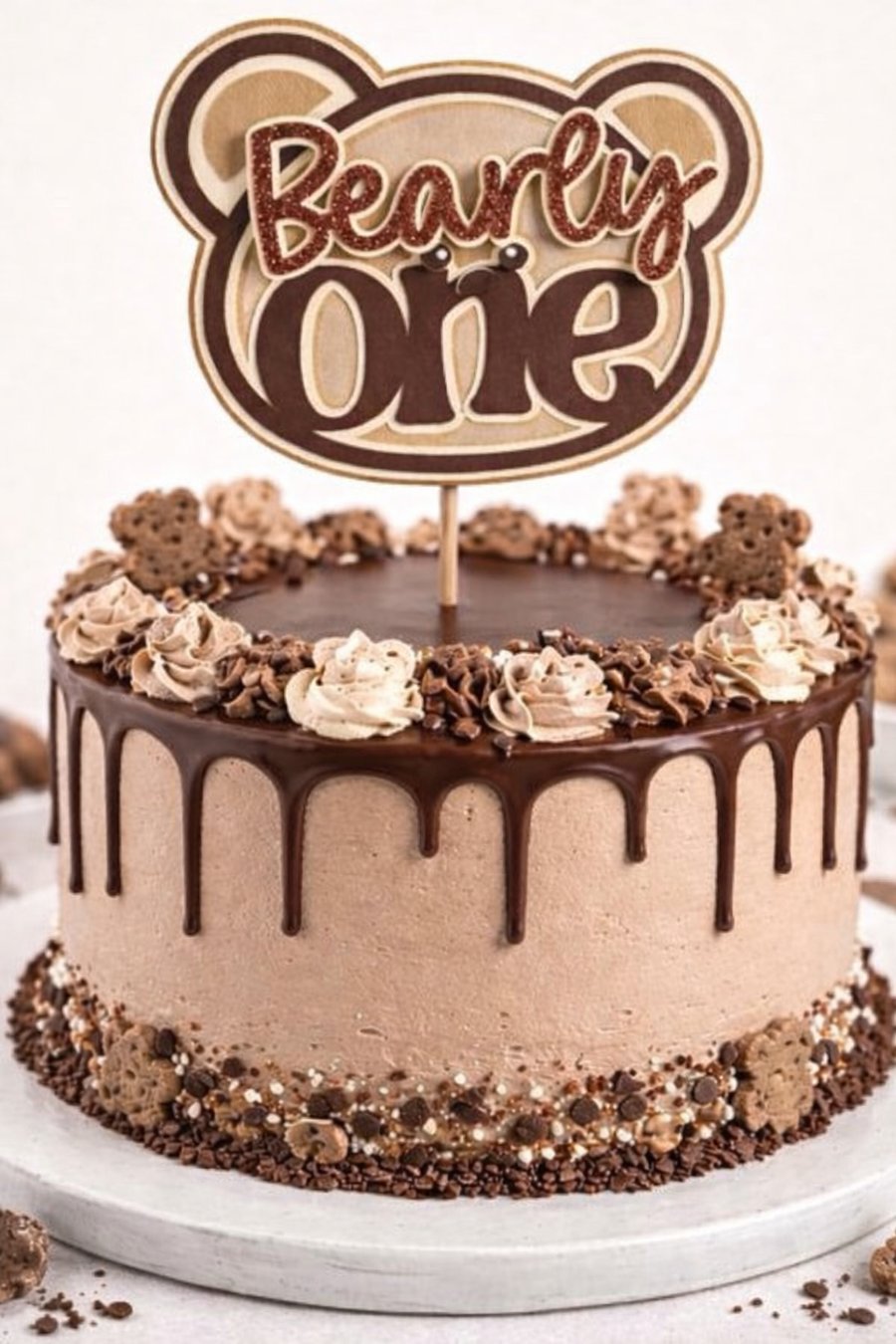 Bearly One First Birthday Cake Topper. Wonderful Birthday Cake Topper. 