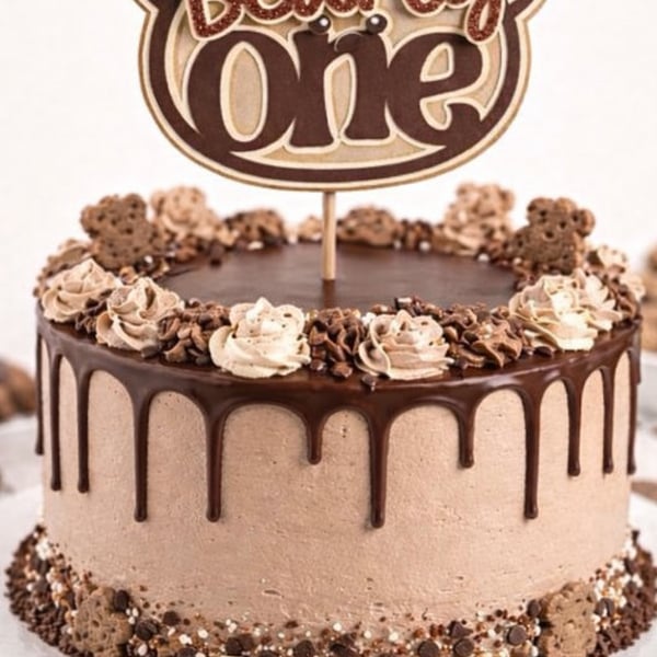 Bearly One First Birthday Cake Topper. Wonderful Birthday Cake Topper. 