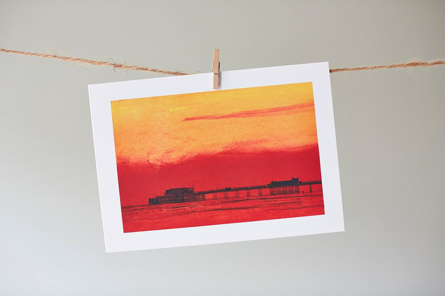 'Worthing Pier Sunset' greetings card