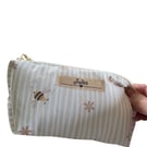 Mini Cosmetic Bag.  Bee Line.  Bee's and Daisies.