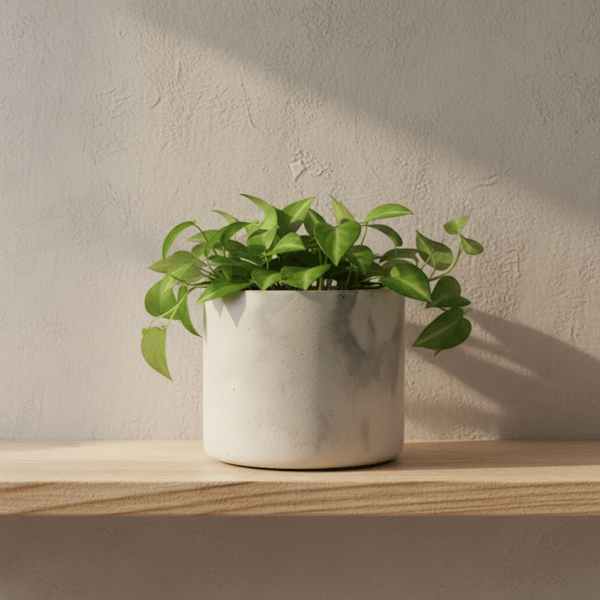 Large White Marbled Concrete Plant Pot - Handmade Cement Planter (lpp6)