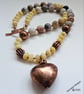Agate, Yellow Jade & Copper Heart  Statement Necklace ONE OFF - Image 5