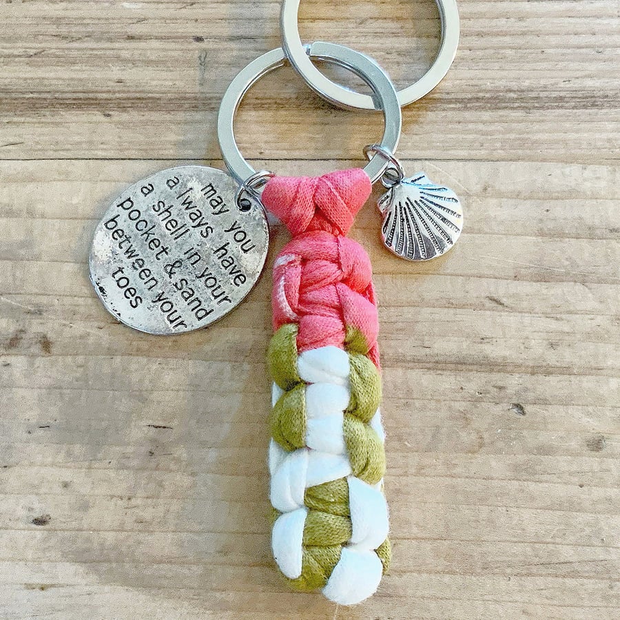 Beach Keyring. Knotted Keyring. Paracord Style Keyring. Charm Keyring. Keyrings.