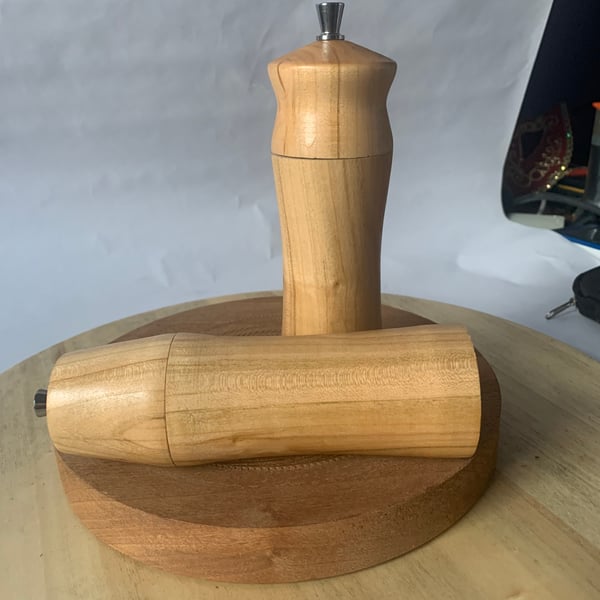 Salt and pepper grinders in cherry