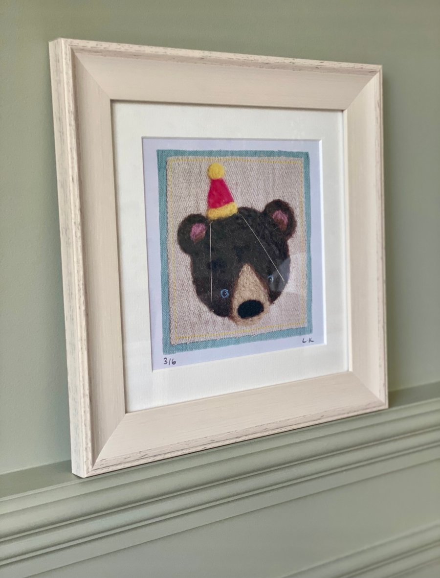Limited Edition Bear Print In Cream Washed Frame