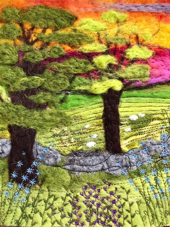 Needle felted landscape picture 