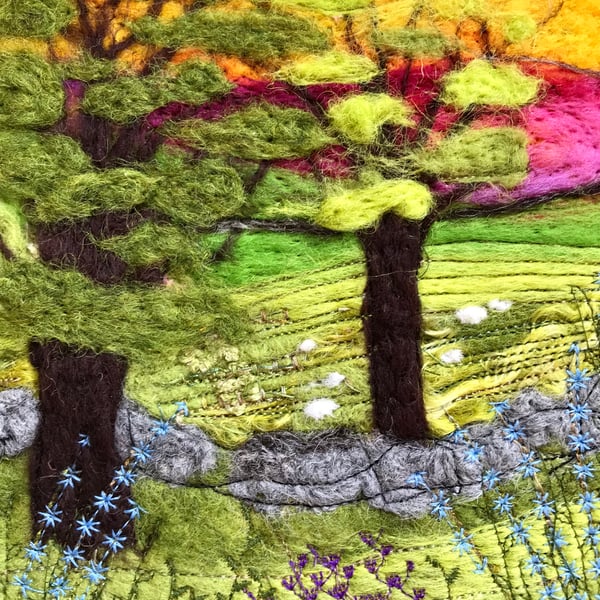 Needle felted landscape picture 