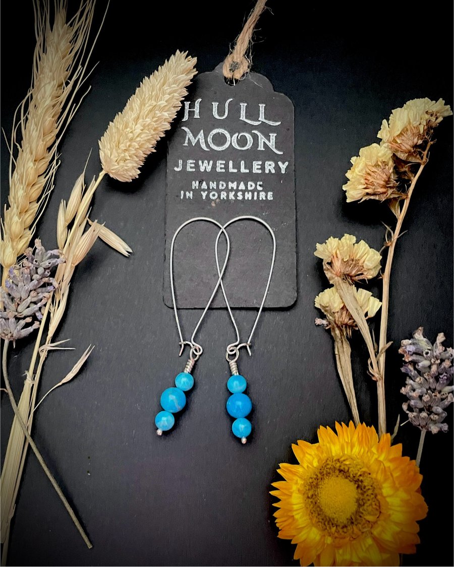 Sterling Silver and Turquoise Howlite Dangle Earrings