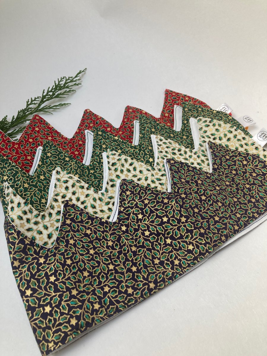 Christmas Crowns - set of four reusable crowns. Holly fabric