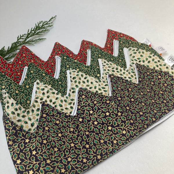 Christmas Crowns - set of four reusable crowns. Holly fabric