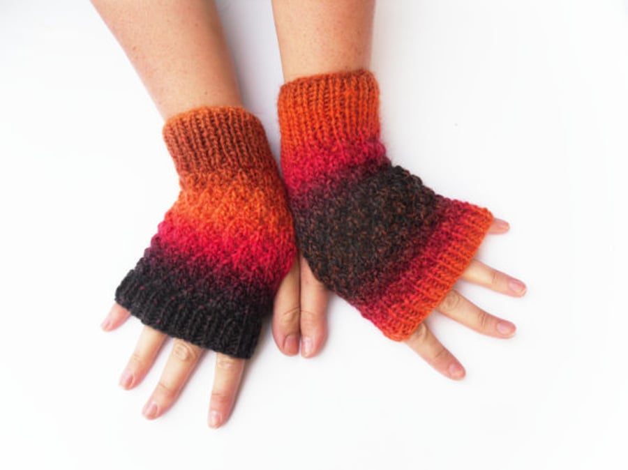 Sale gloves, half price orange fingerless