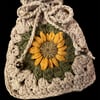 Reusable Sunflower Gift Bag, Gift Pouch, Gift Bag, Crochet Bag