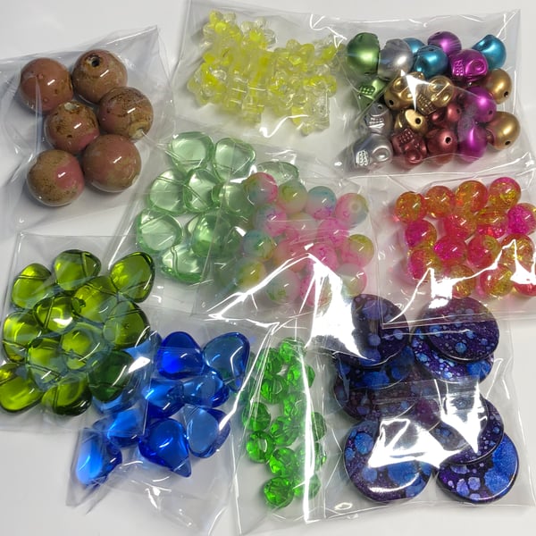 Ten mixed bead packs for jewellery makers