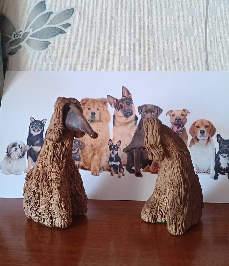 "Two Afghan Hounds" Ceramic Earthenware Pottery Ornaments