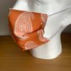 Orange paisley pattern Cotton Face mask, Reusable face mask, Free P&P