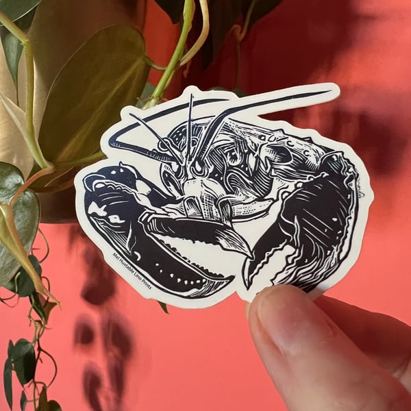 Lobster Lino Print Vinyl Sticker