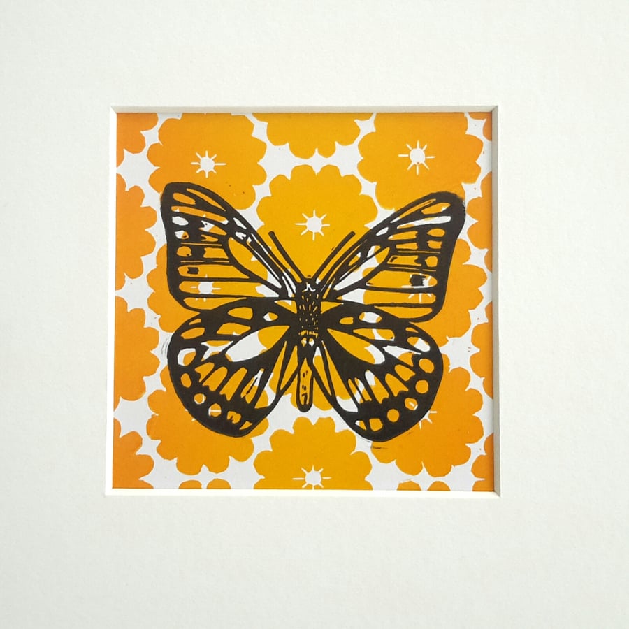 Linocut butterfly print