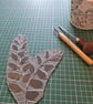 Original linoprint of eucalyptus leaves  in 2 shades of green.  - Image 5