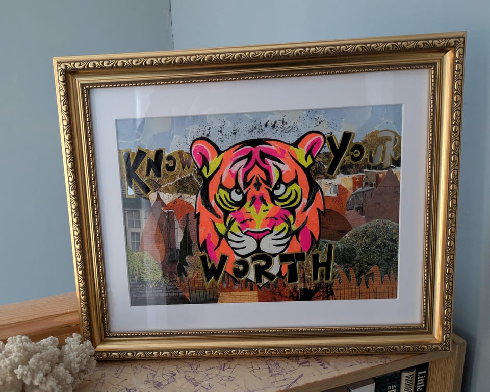 Know Your Worth Original Motivational Collage, Framed