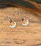 Geometric beadwork orange fox earrings - Image 2