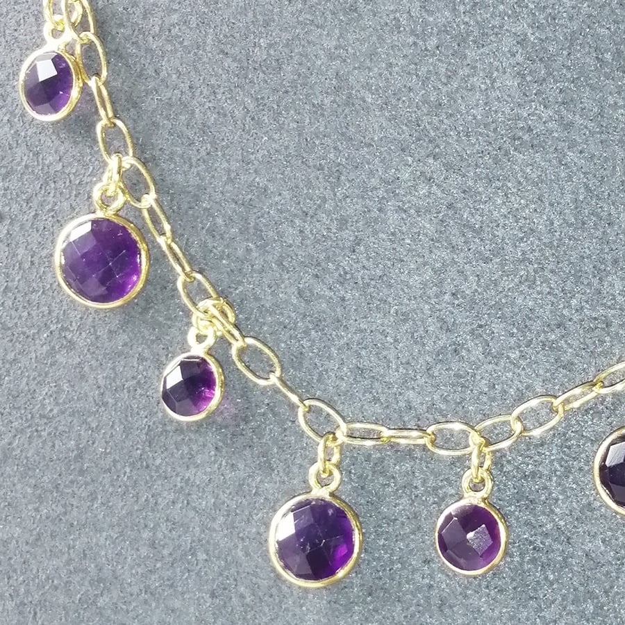 Gold Vermeil (gold plated silver) Gemstone Necklace 