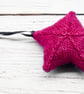 Hand knitted star - Christmas Decorations - Pink and Grey - Image 3