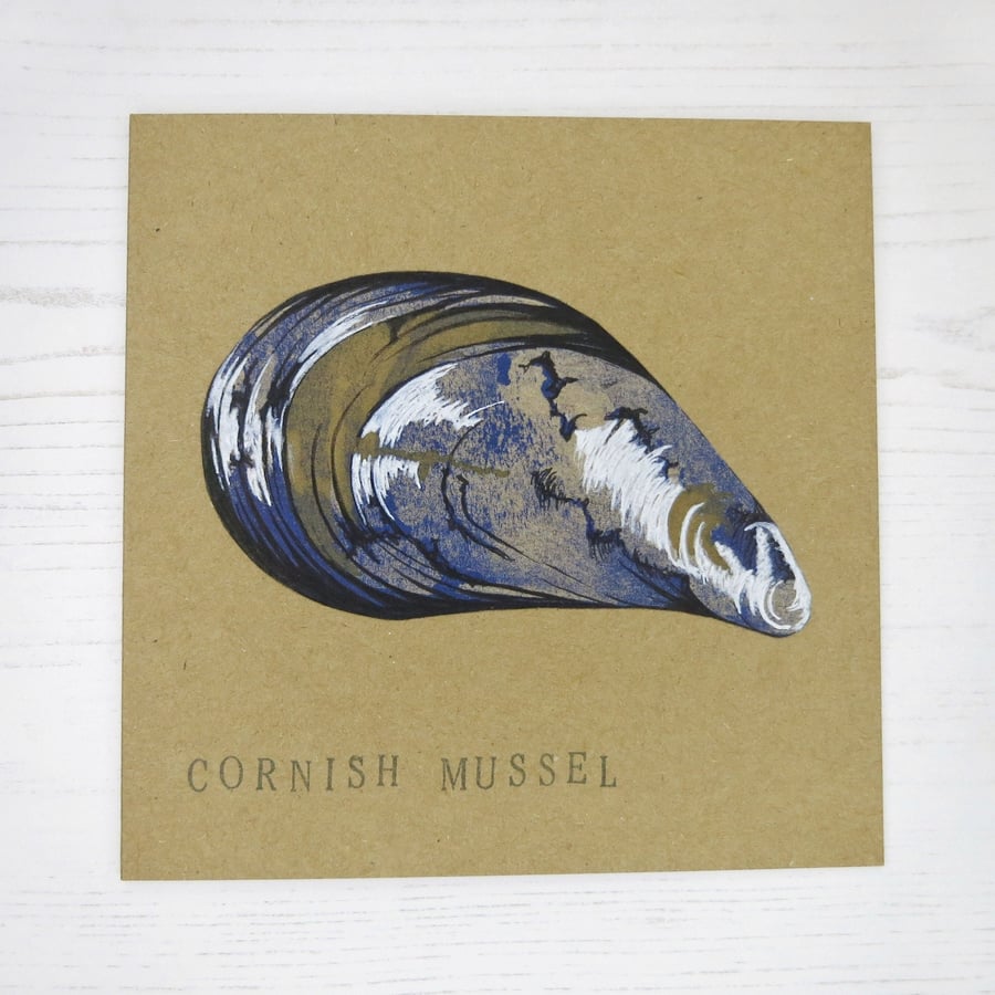Cornish Mussel Greetings Card - Medium Mussel