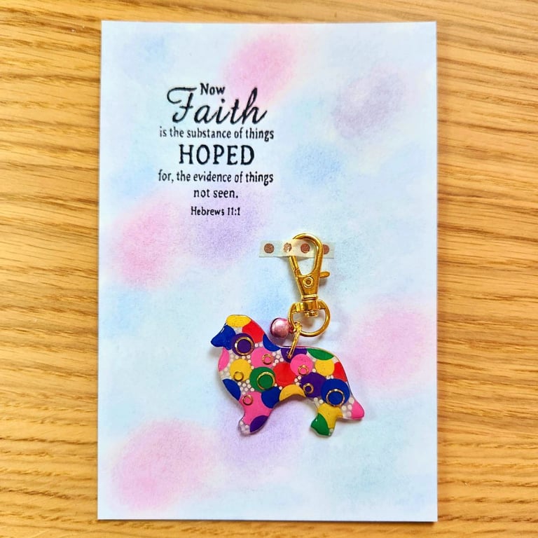 Dog keyring keychain shepherd dog Blessing card Bible verses card