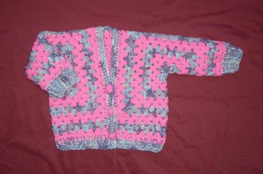 child's crocheted hexagon 22 inch  cardigan ( ref FA 10 H1 )