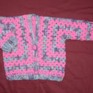 child's crocheted hexagon 22 inch  cardigan ( ref FA 10 H1 )