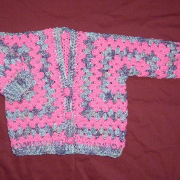 child's crocheted hexagon 22 inch  cardigan ( ref FA 10 H1 )