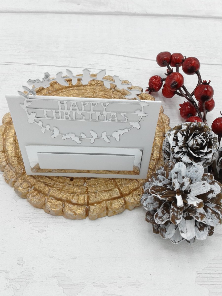 Christmas place settings. Set of 10 luxury Christmas place cards. White & silver