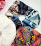 Set of 3 large scrunchies,  blue velour,  white satin and pink dandelion burst.  - Image 5